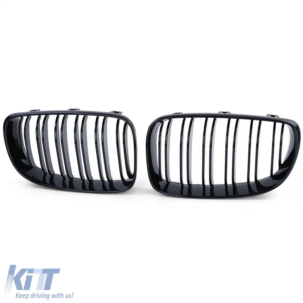 Grilă radiator dublă cu fante de performanță lucioasă, potrivită pentru BMW E81 E82 E87 E88 din 2007-image-6201760