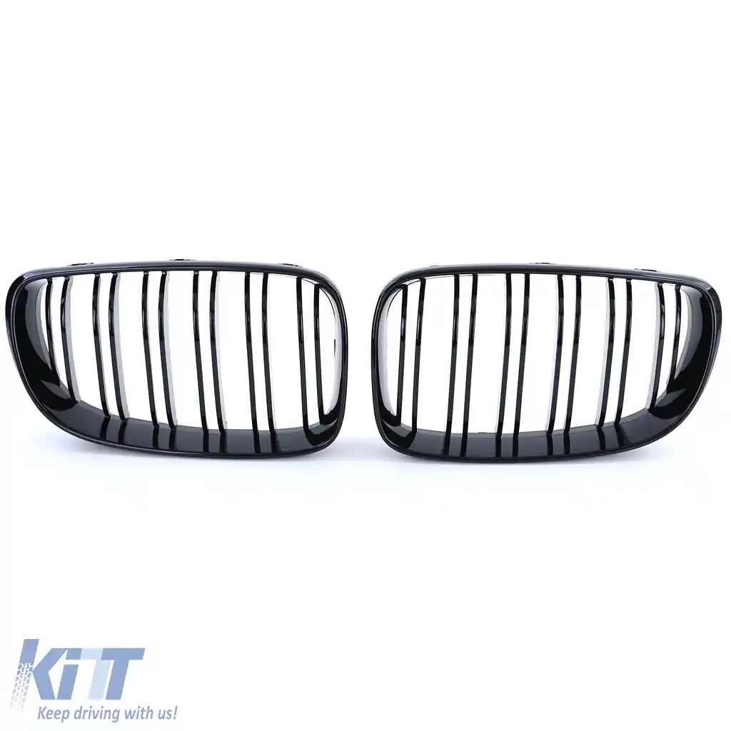 Grilă radiator dublă cu fante de performanță lucioasă, potrivită pentru BMW E81 E82 E87 E88 din 2007-image-6201763