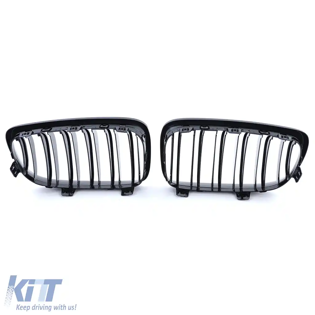 Grilă radiator dublă cu fante de performanță lucioasă, potrivită pentru BMW E81 E82 E87 E88 din 2007-image-6201764