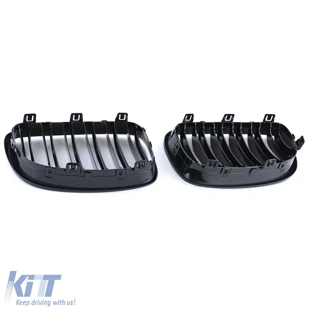 Grilă radiator dublă cu fante de performanță lucioasă, potrivită pentru BMW E81 E82 E87 E88 din 2007-image-6201765