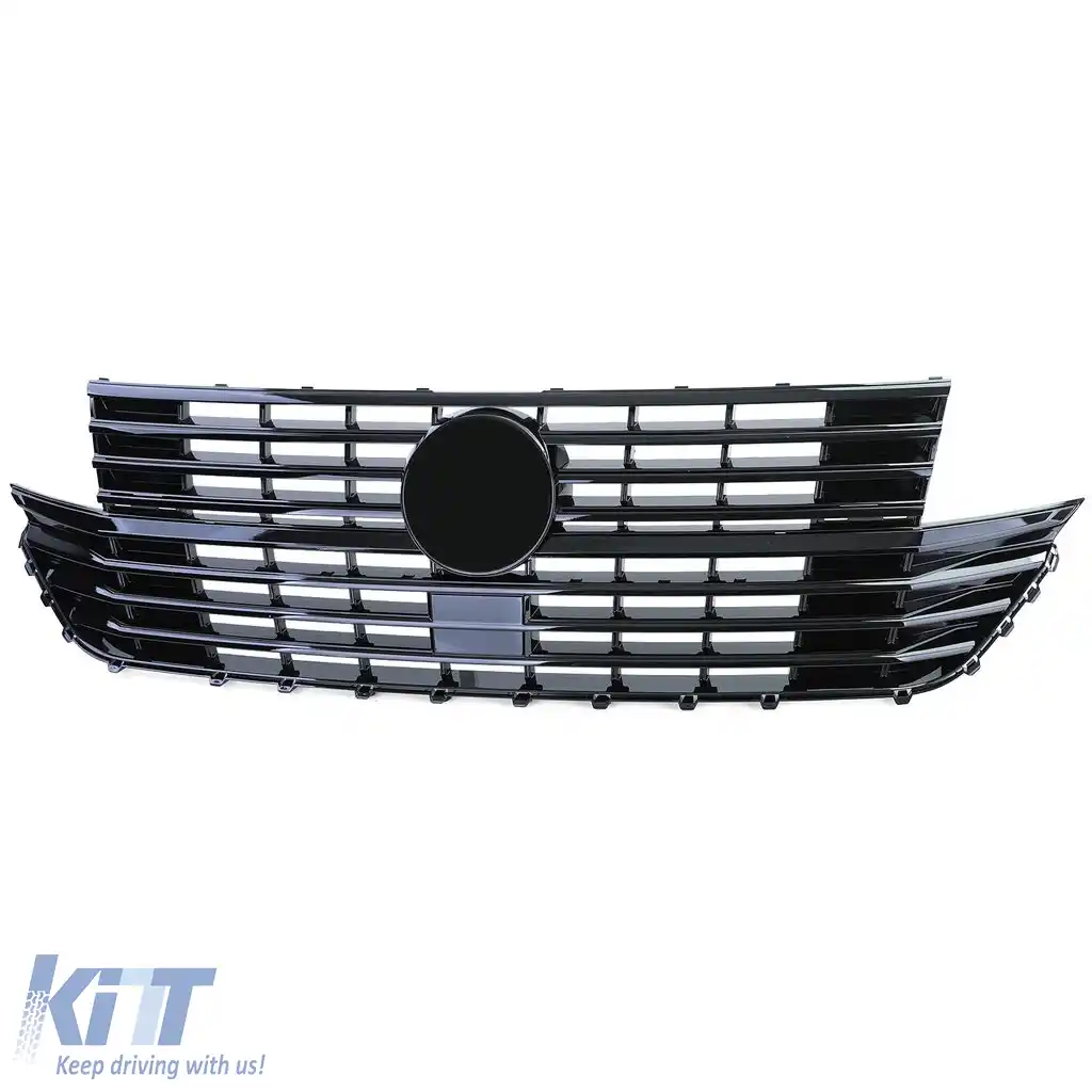 Grilă radiator față, lucioasă, neagră, potrivită pentru VW T6.1 Bus Multivan Facelift din 19-image-6204075