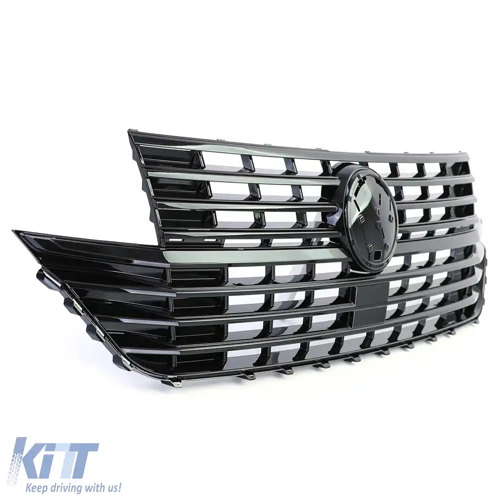 Grilă radiator față, lucioasă, neagră, potrivită pentru VW T6.1 Bus Multivan Facelift din 19-image-6204076