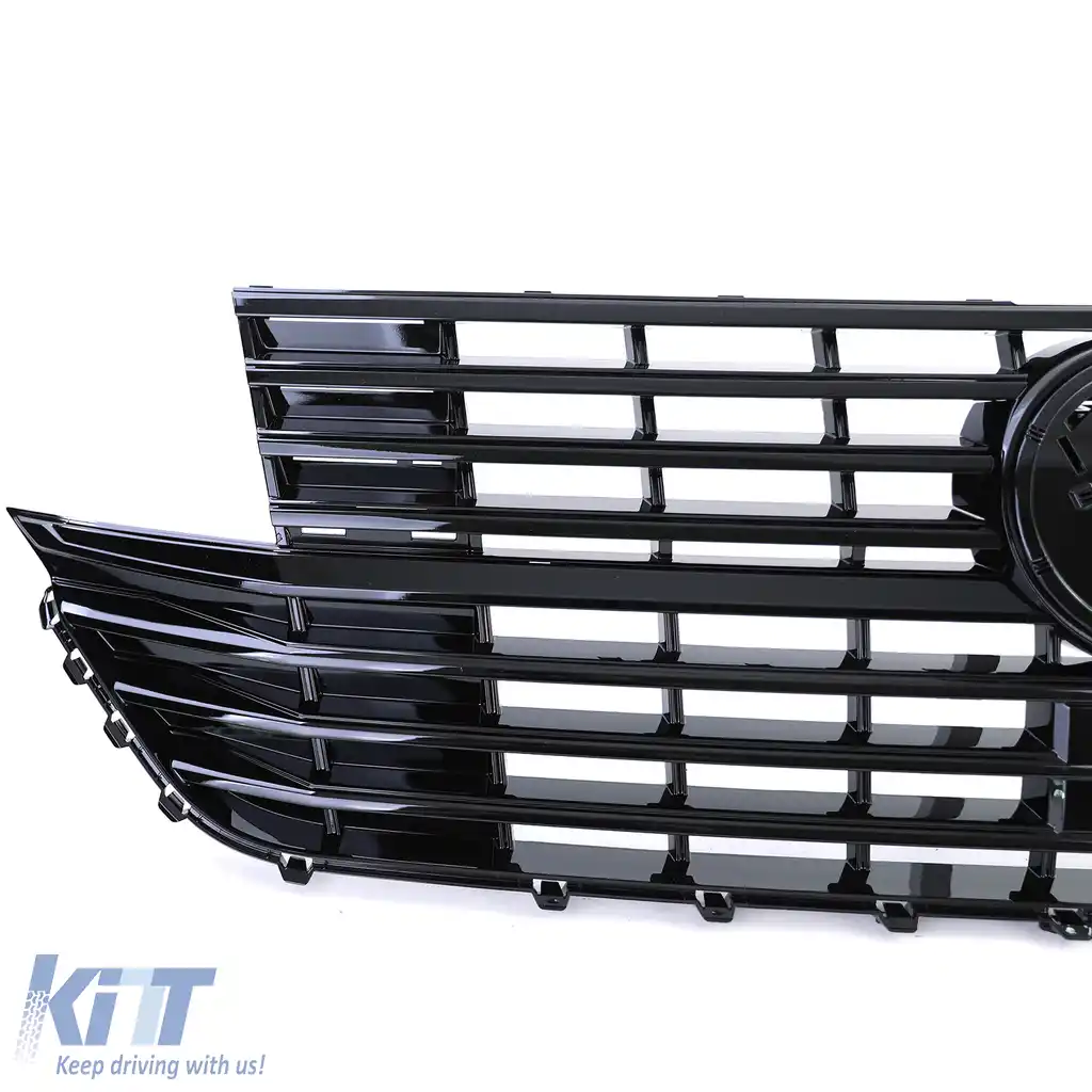 Grilă radiator față, lucioasă, neagră, potrivită pentru VW T6.1 Bus Multivan Facelift din 19-image-6204077