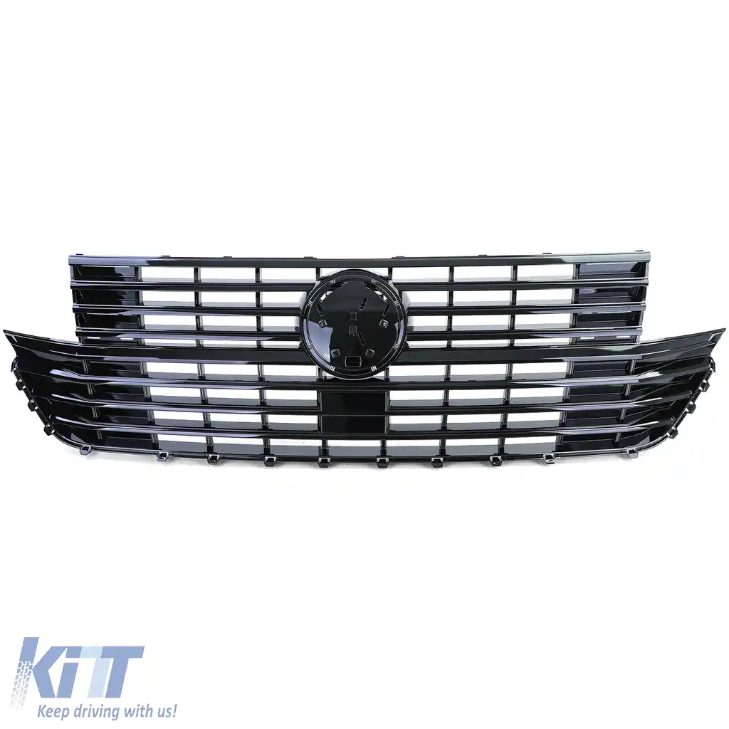 Grilă radiator față, lucioasă, neagră, potrivită pentru VW T6.1 Bus Multivan Facelift din 19-image-6204079