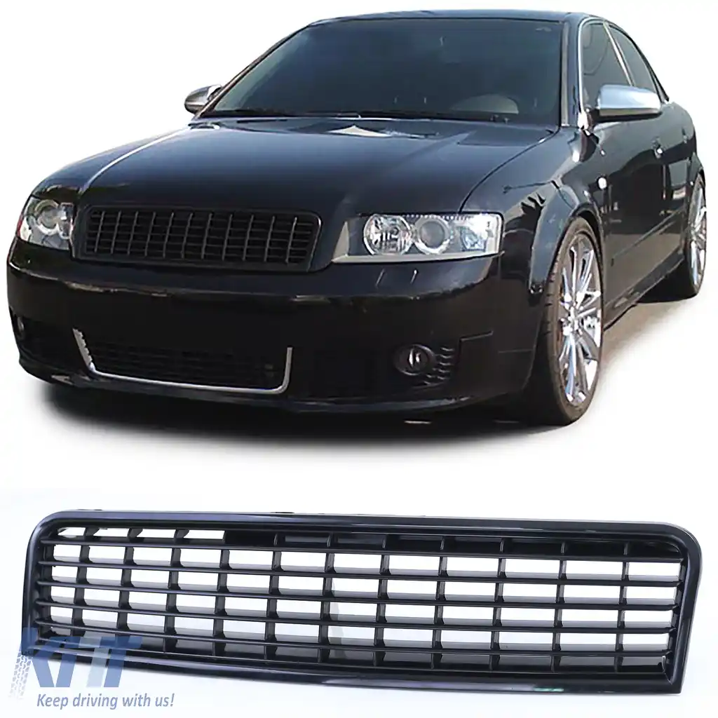 Grilă radiator fără emblemă neagră, potrivită pentru Audi A4 B6 8E sedan Avant 00-04