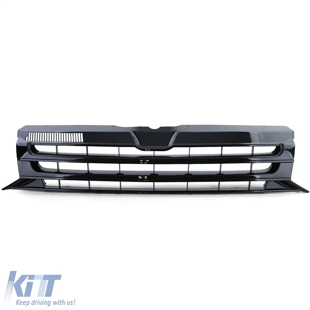Grilă radiator fără emblemă negru lucios pentru VW Bus T5 Facelift 09-15-image-6192795
