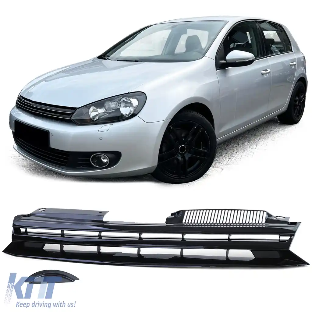 Grilă radiator fără emblemă negru lucios potrivită pentru VW Golf 6 08-12