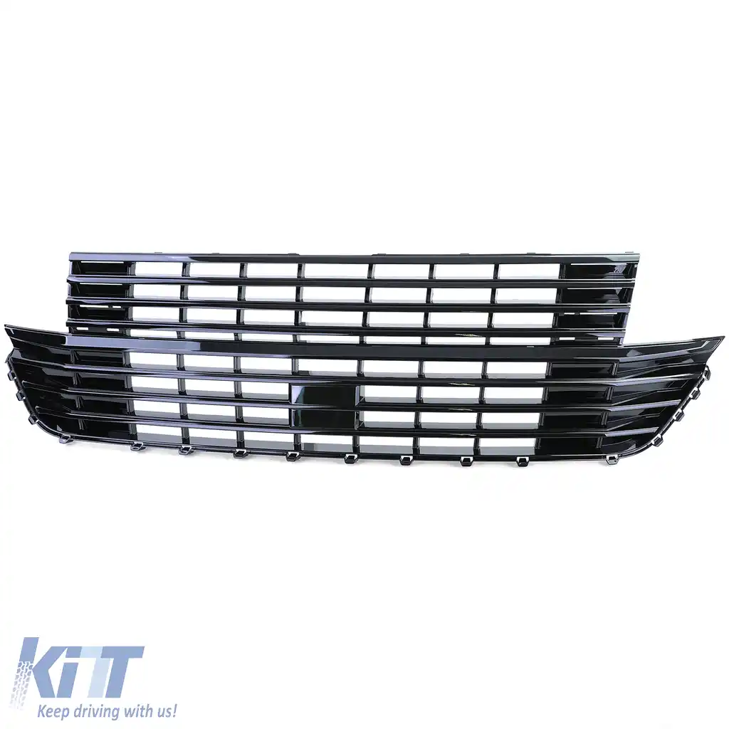 Grilă radiator fără emblemă negru lucios, potrivită pentru VW T6.1 Bus+Transporter facelift din 19-image-6198778