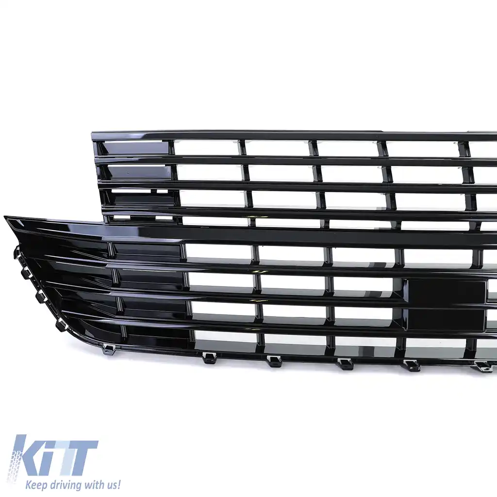 Grilă radiator fără emblemă negru lucios, potrivită pentru VW T6.1 Bus+Transporter facelift din 19-image-6198781