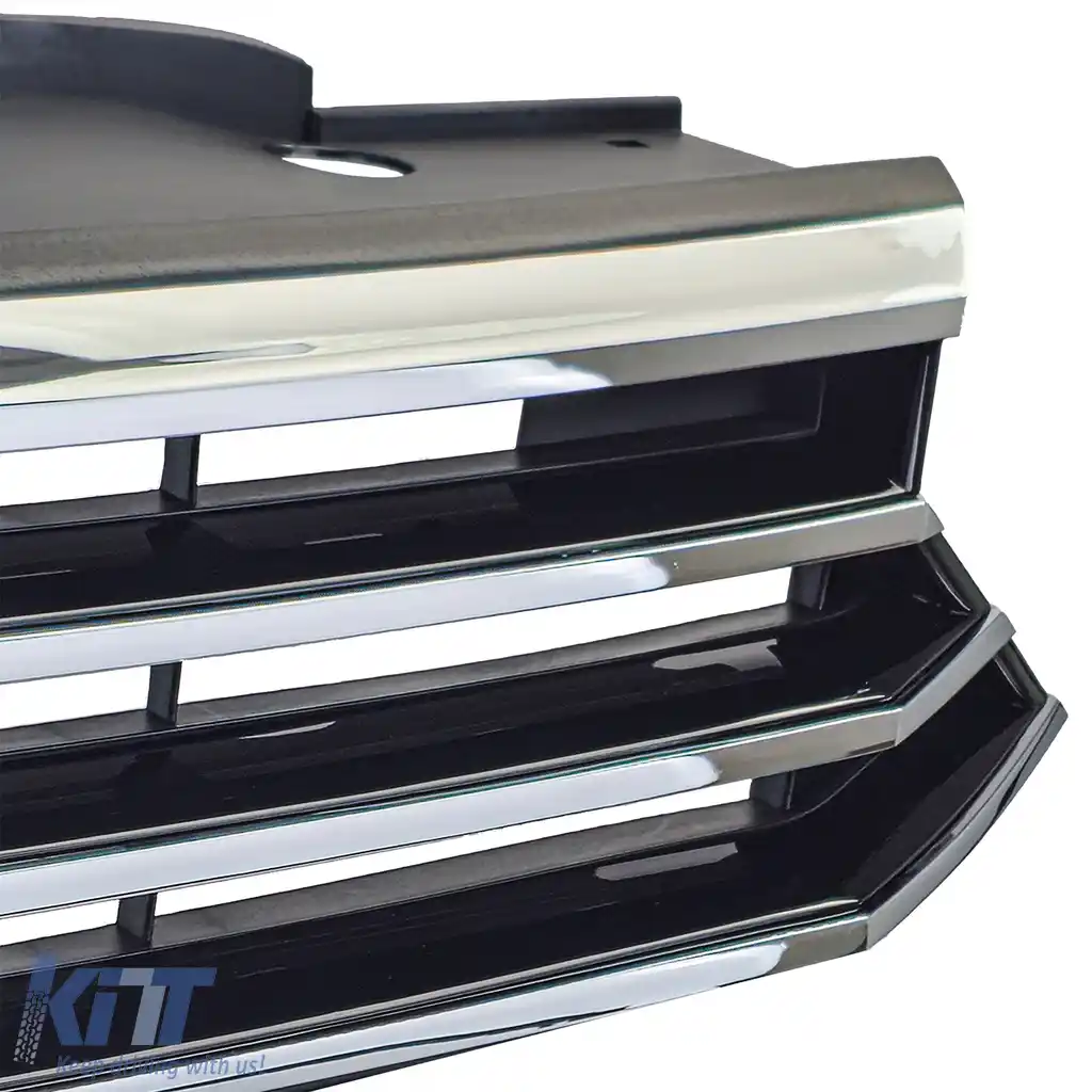 Grilă radiator neagră cu benzi cromate, potrivită pentru VW Passat B8 3G pre-facelift 2014-2019-image-6200466