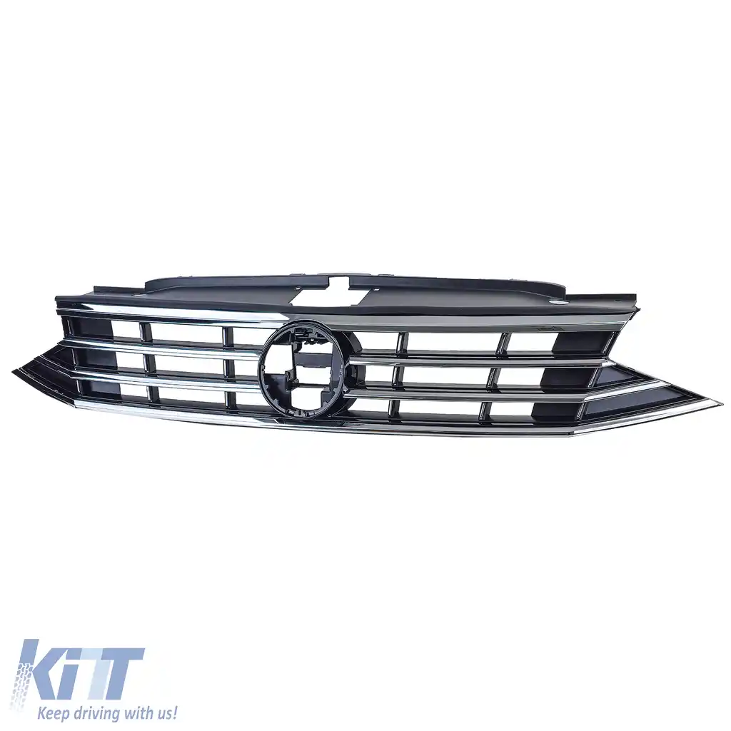 Grilă radiator neagră cu benzi cromate, potrivită pentru VW Passat B8 3G Facelift 2019-2023-image-6203351