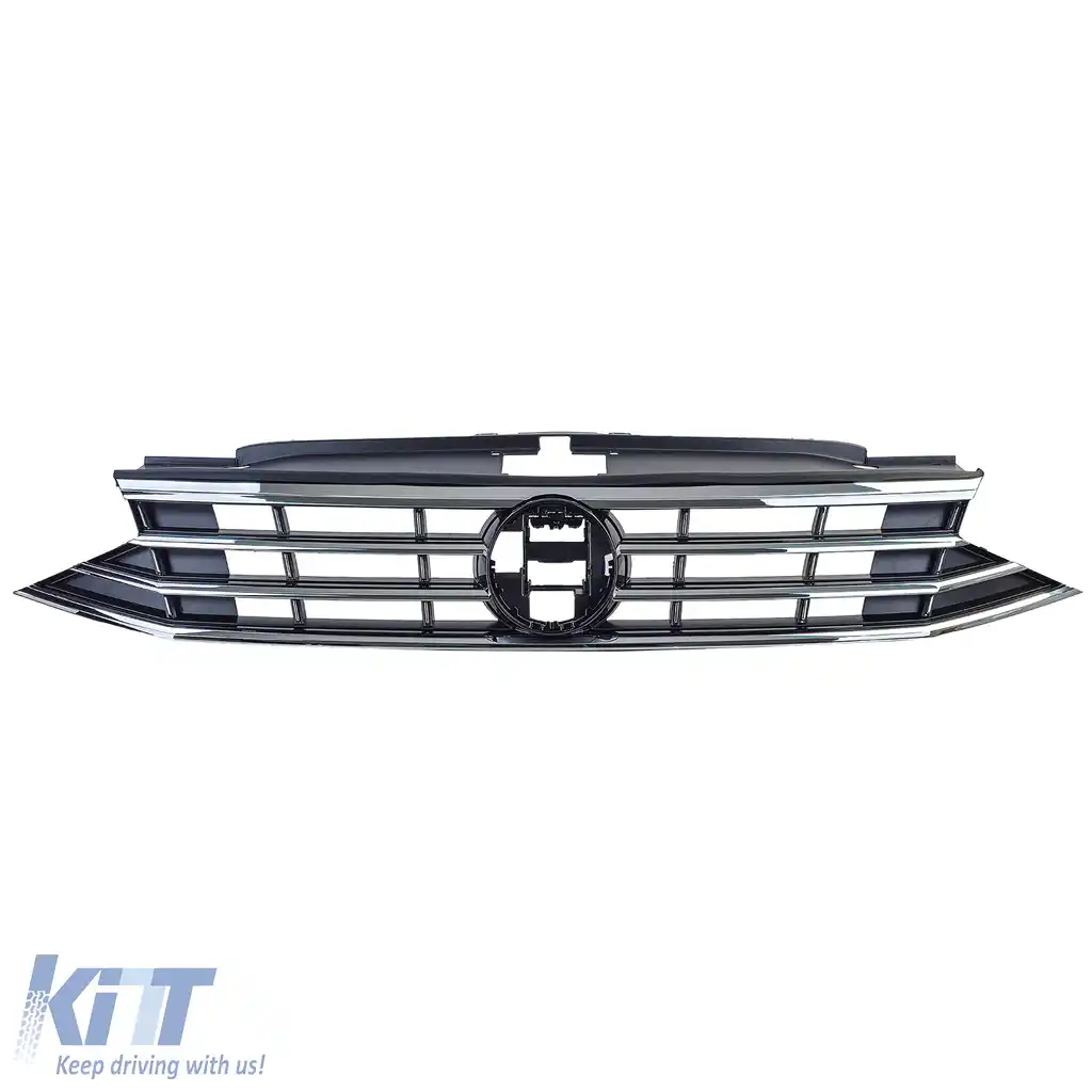 Grilă radiator neagră cu benzi cromate, potrivită pentru VW Passat B8 3G Facelift 2019-2023-image-6203352