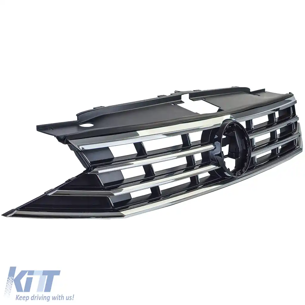 Grilă radiator neagră cu benzi cromate, potrivită pentru VW Passat B8 3G Facelift 2019-2023-image-6203353