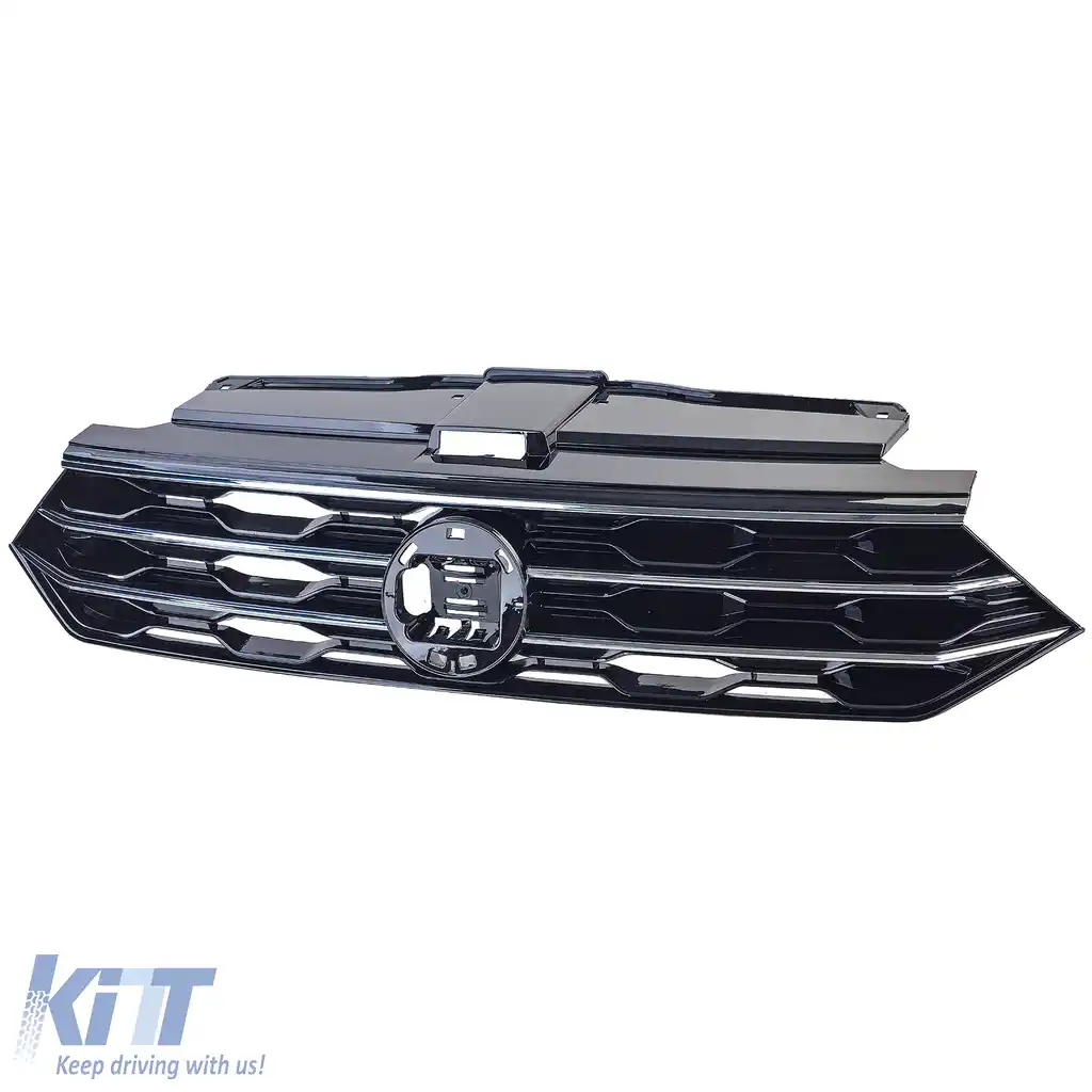 Grilă radiator neagră cu benzi cromate, potrivită pentru VW T-Roc 2017-2021-image-6204939