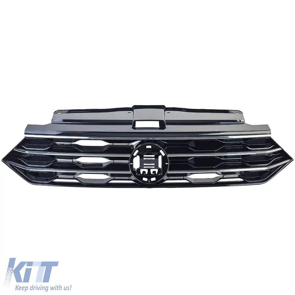 Grilă radiator neagră cu benzi cromate, potrivită pentru VW T-Roc 2017-2021-image-6204940