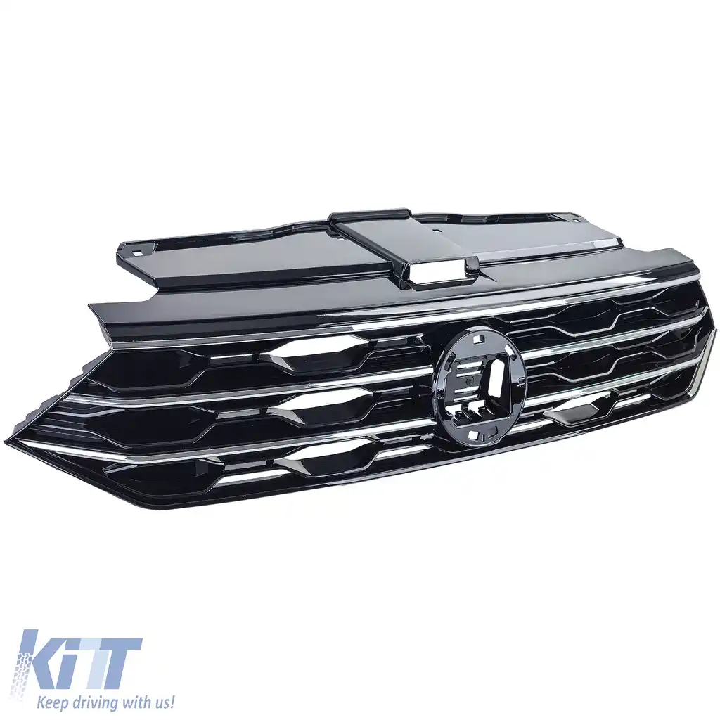 Grilă radiator neagră cu benzi cromate, potrivită pentru VW T-Roc 2017-2021-image-6204941