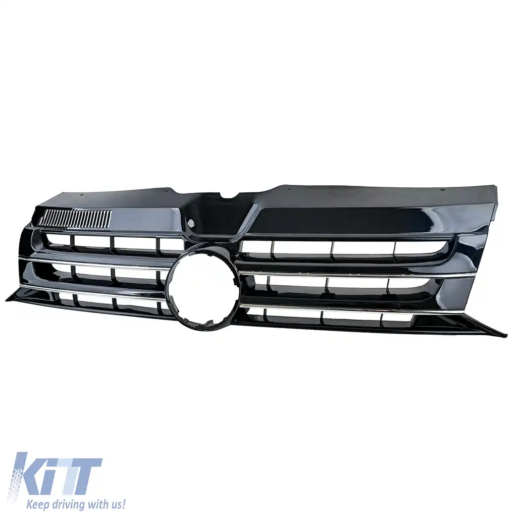 ## Grilă radiator neagră lucioasă cu crom pentru emblemă, potrivită pentru VW Bus T5 Facelift 09-15-image-6207154