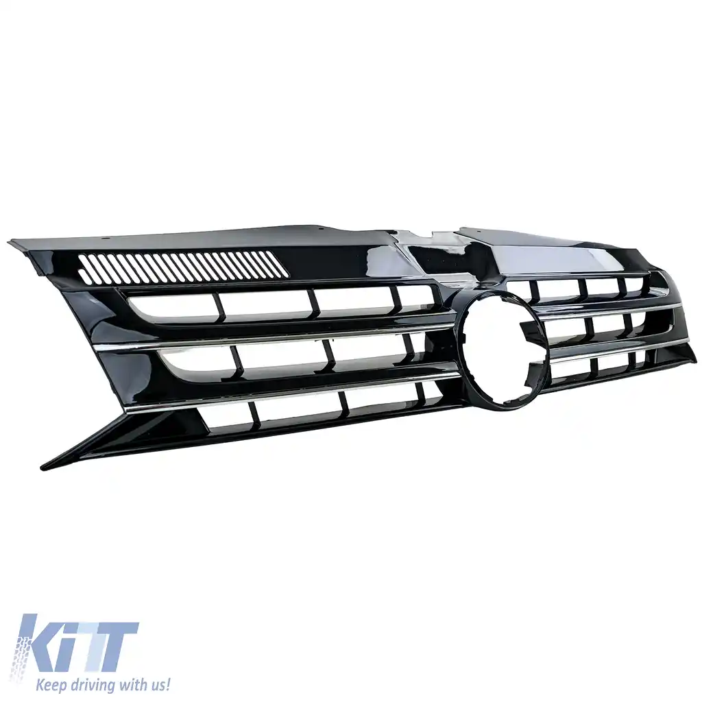 ## Grilă radiator neagră lucioasă cu crom pentru emblemă, potrivită pentru VW Bus T5 Facelift 09-15-image-6207156