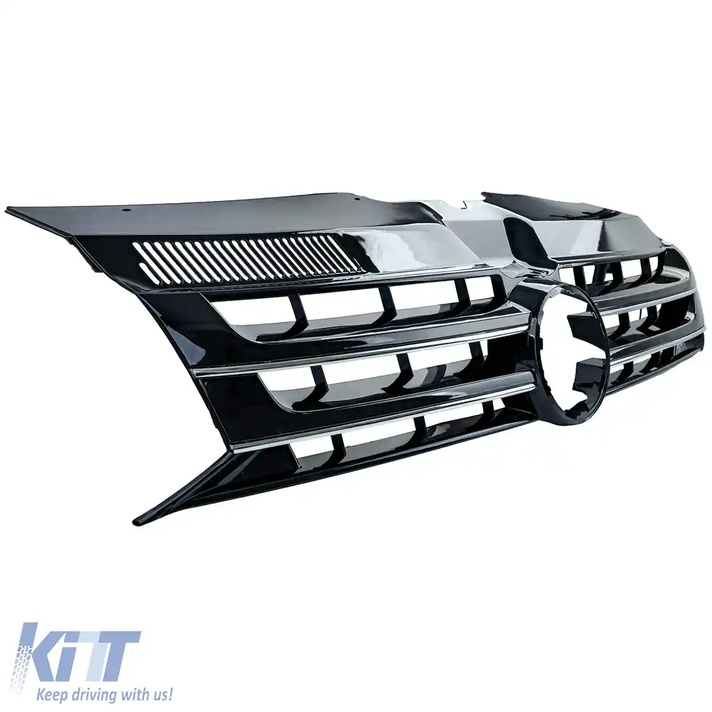 ## Grilă radiator neagră lucioasă cu crom pentru emblemă, potrivită pentru VW Bus T5 Facelift 09-15-image-6207157