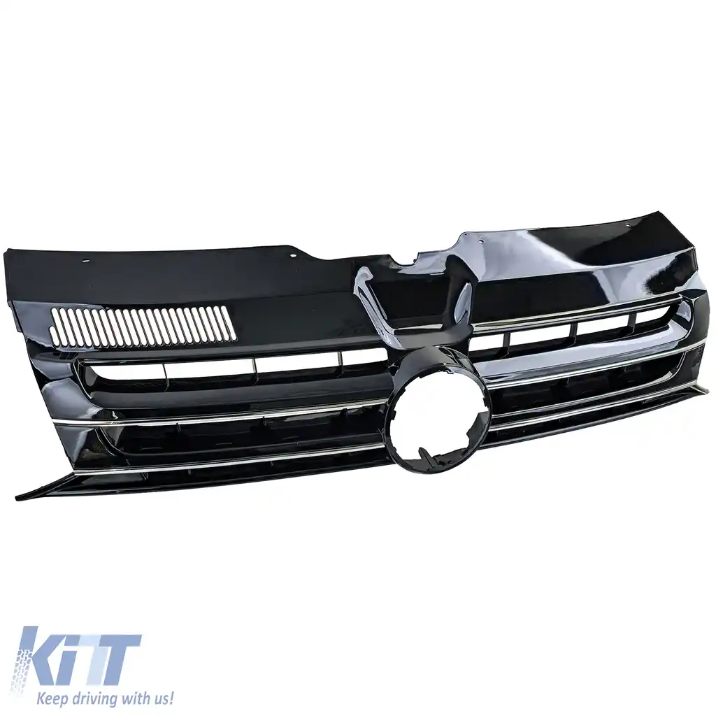 ## Grilă radiator neagră lucioasă cu crom pentru emblemă, potrivită pentru VW Bus T5 Facelift 09-15-image-6207158