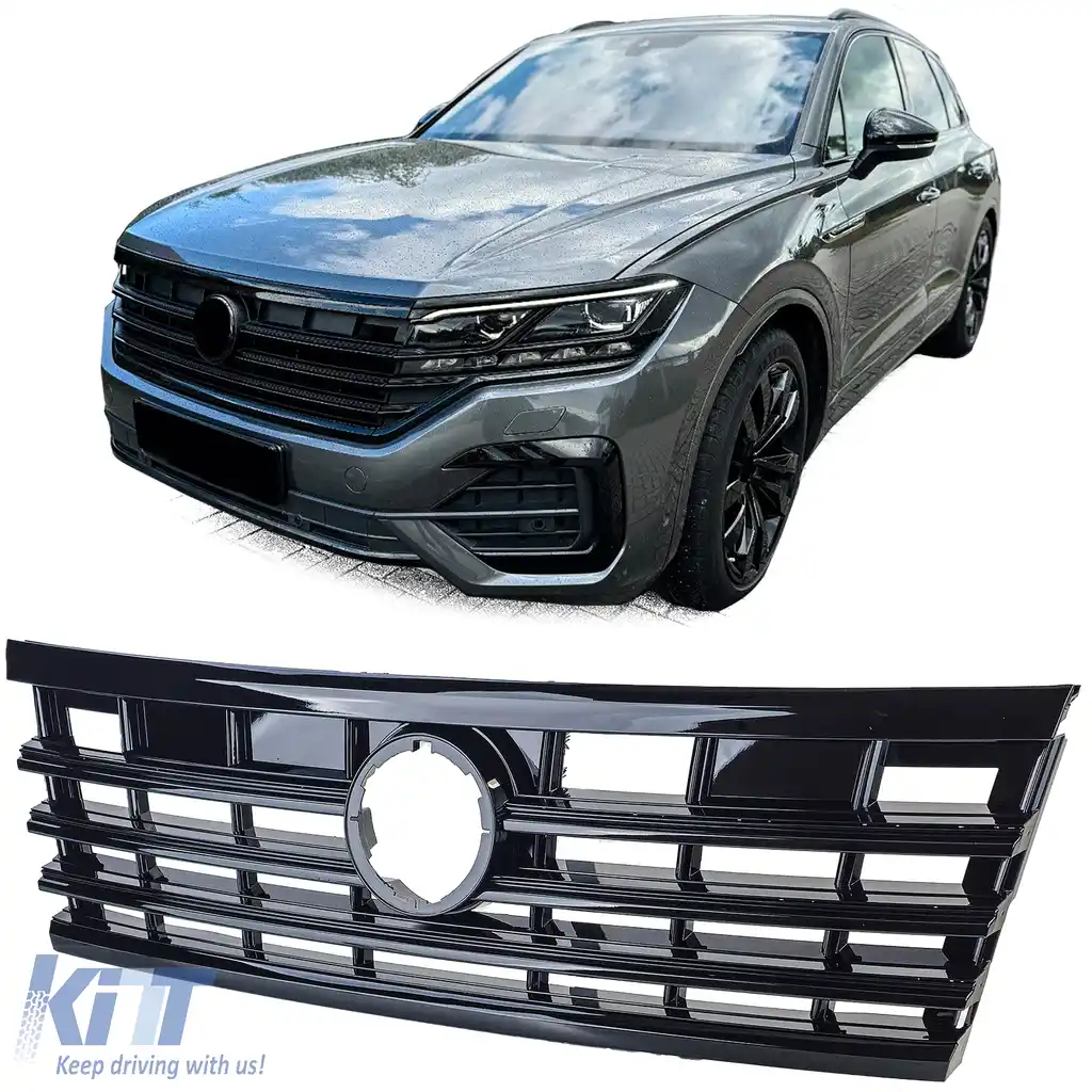 Grilă radiator neagră lucioasă potrivită pentru VW Touareg III din 2018