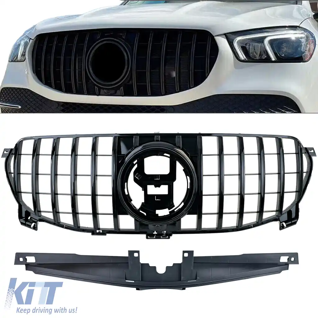 Grilă radiator neagră lucioasă, potrivită pentru Mercedes GLE V167 Coupe C167 18-23 fără design A
