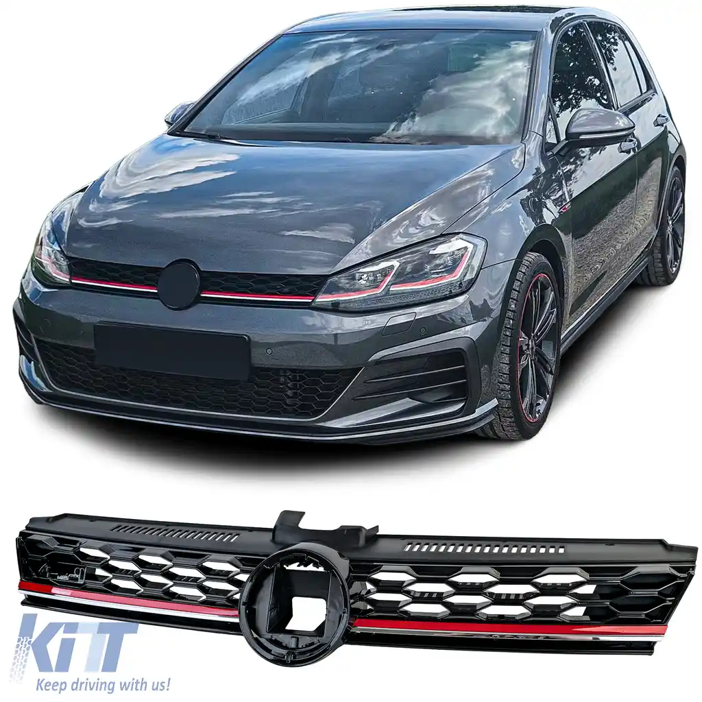 Grilă radiator neagră lucioasă potrivită pentru VW Golf 7 GTI Facelift 17-20