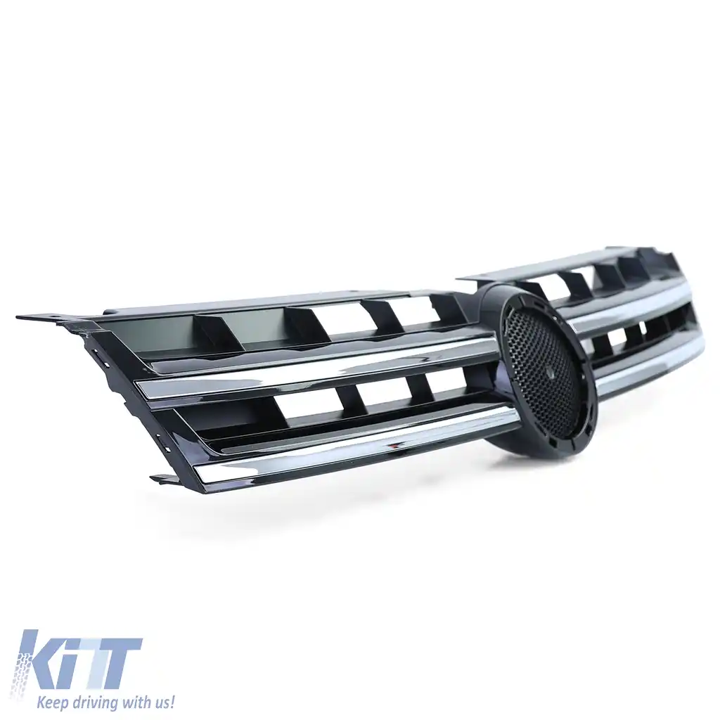 Grilă radiator negru cromat potrivită pentru VW Touareg 2 7P Pre-facelift 10-14-image-6206549