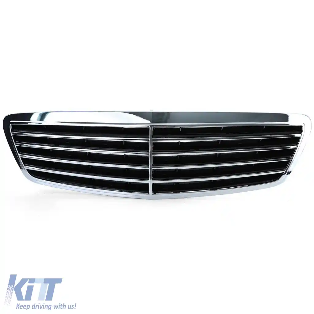 Grilă radiator negru cromat potrivită pentru Mercedes S-Class W220 pre-facelift 98-02-image-6199287