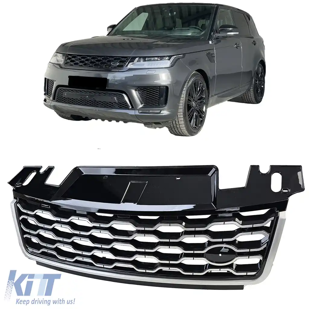 Grilă radiator performanță negru argintiu potrivită pentru Range Rover Sport L494 2017-2022