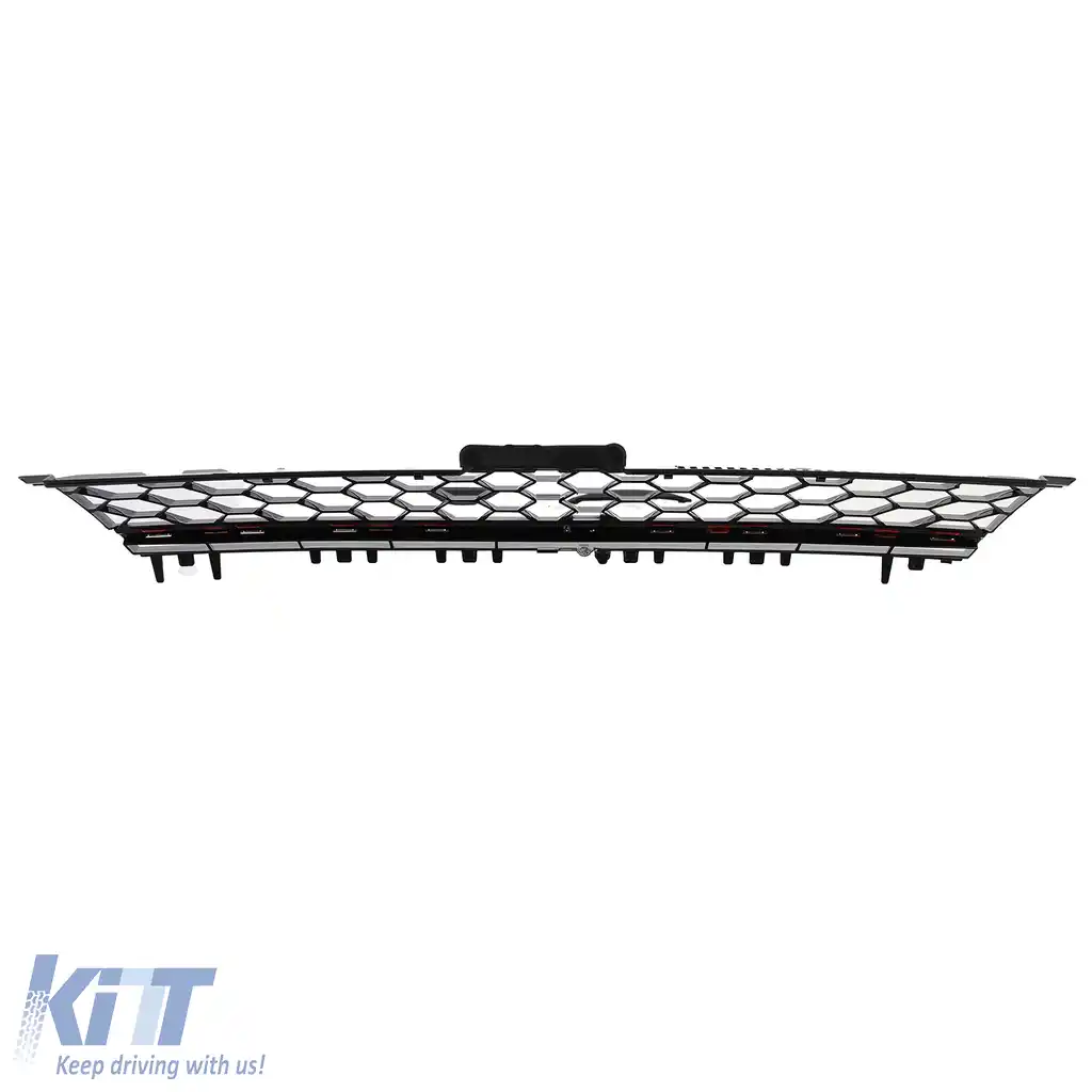 Grilă radiator sport cu fagure fără emblemă, negru lucios, potrivită pentru VW Golf 7 12-17, inclusiv GTI-image-6193374