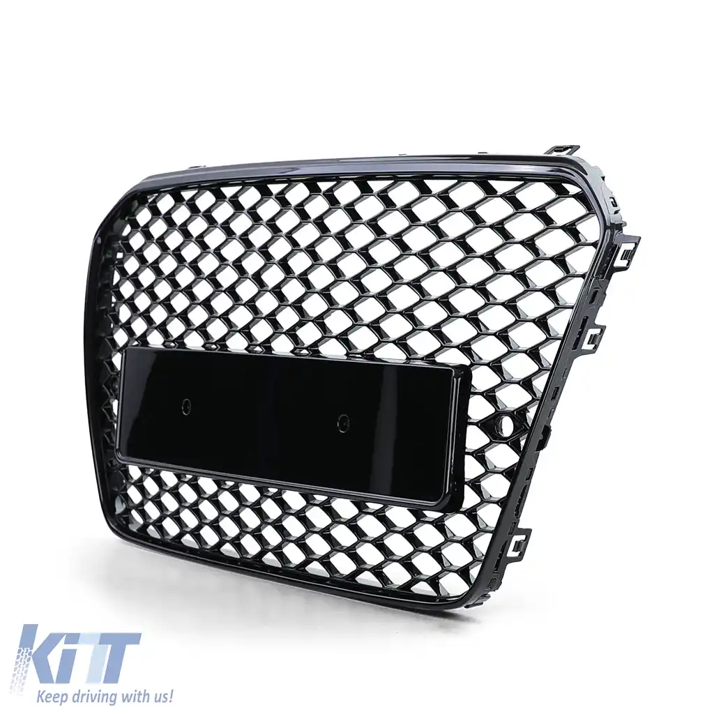 Grilă radiator sport fără emblemă, negru lucios, potrivită pentru Audi A5 B8 8T 11-17-image-6205155