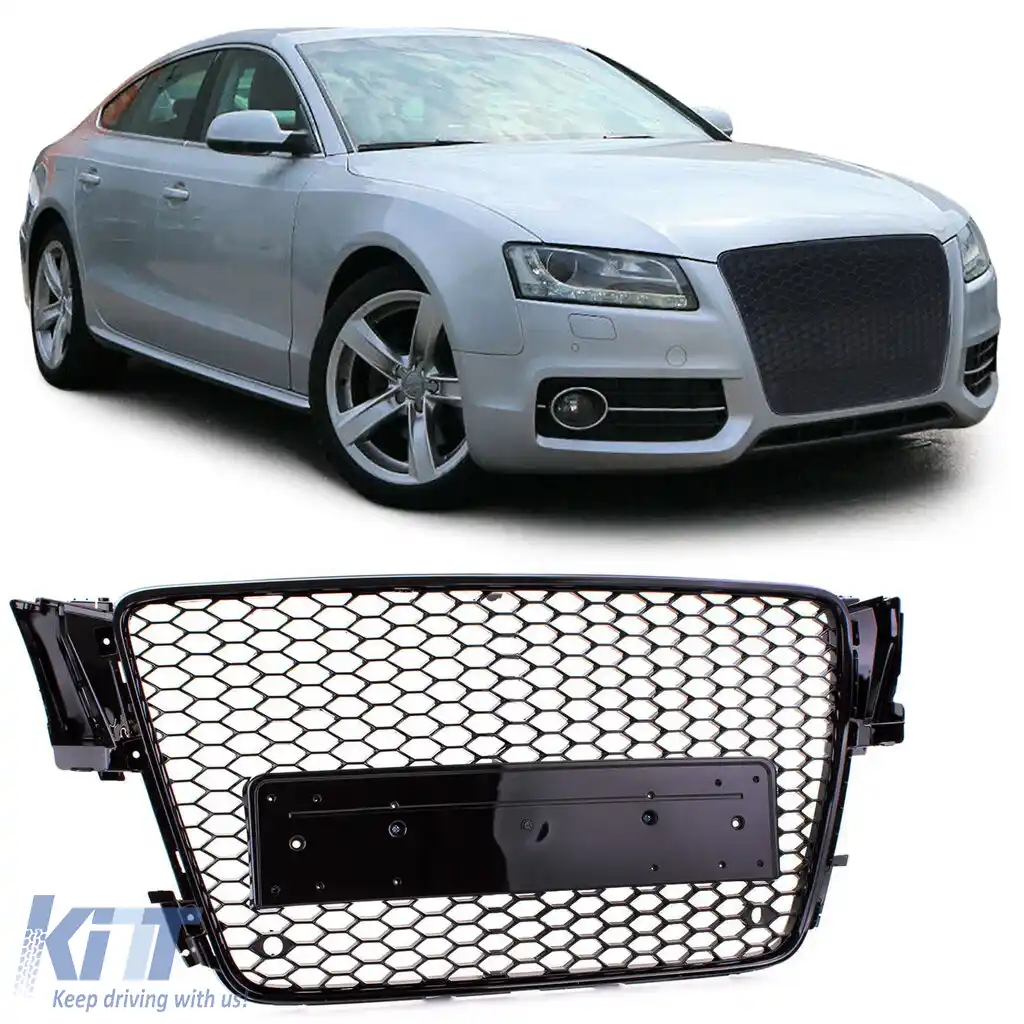 Grilă radiator sport lucioasă neagră, potrivită pentru Audi A5 8T 07-11