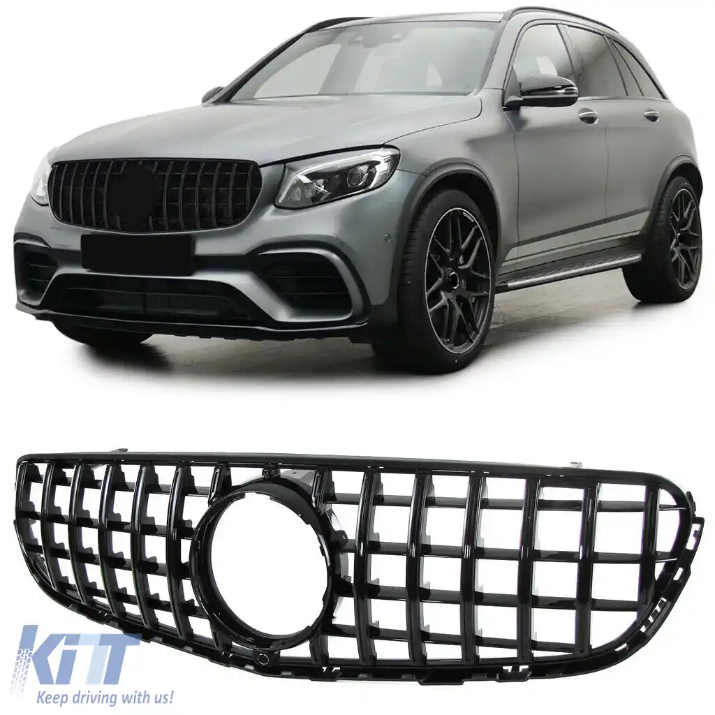 Grilă radiator sport lucios negru, potrivită pentru Mercedes GLC X253 Coupe C253 2015-2019