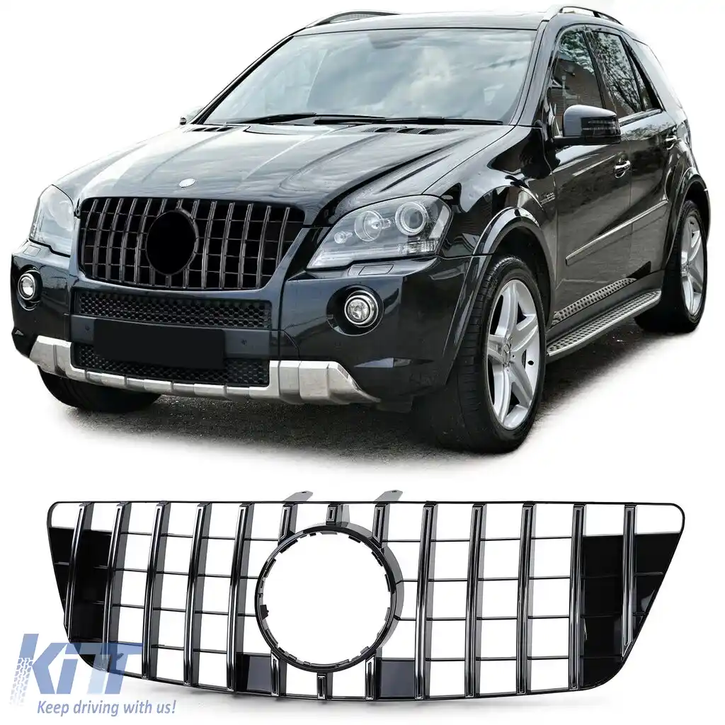 Grilă radiator sport neagră lucioasă cromată, potrivită pentru Mercedes M-Class ML W164 08-11