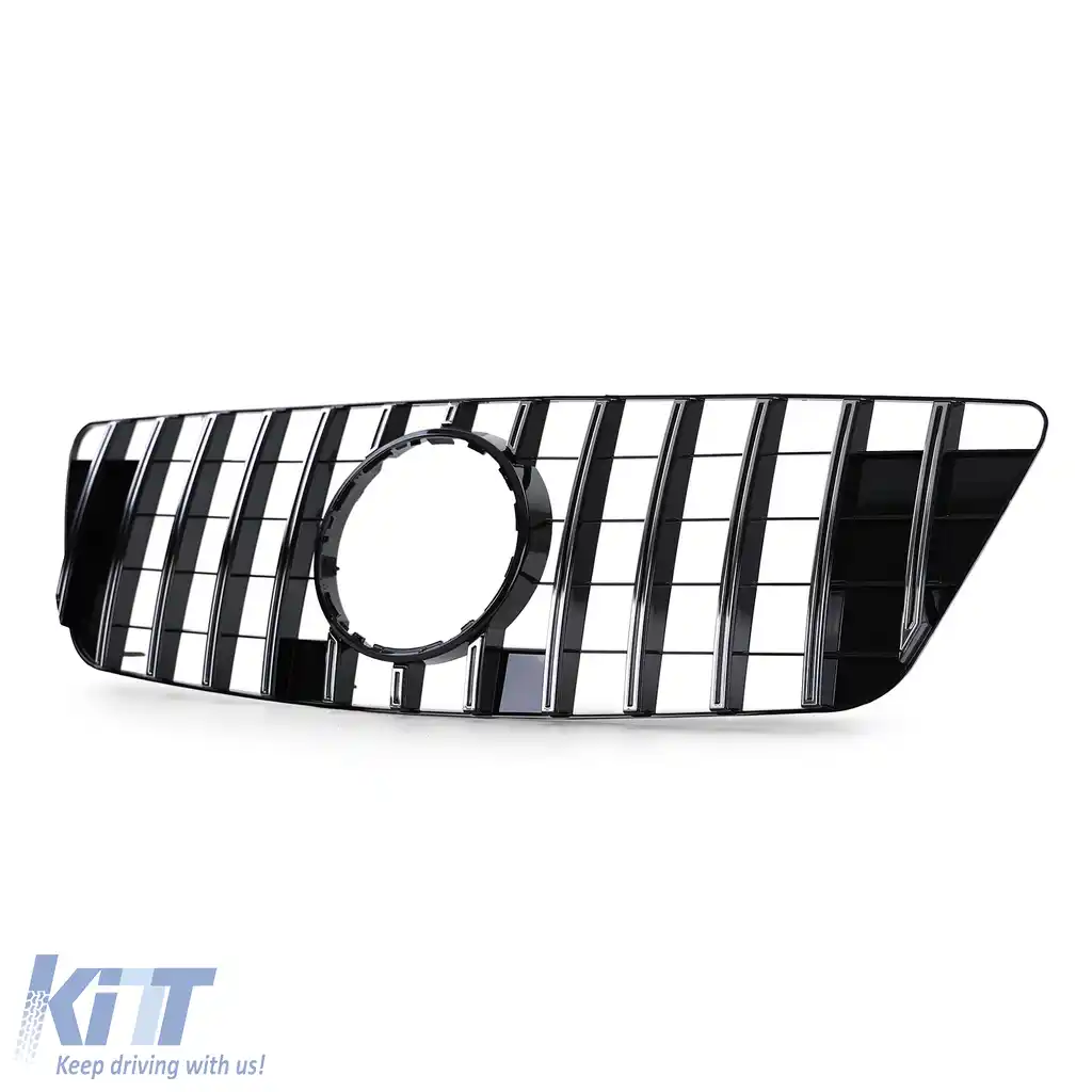 Grilă radiator sport neagră lucioasă cromată, potrivită pentru Mercedes M-Class ML W164 08-11-image-6199590