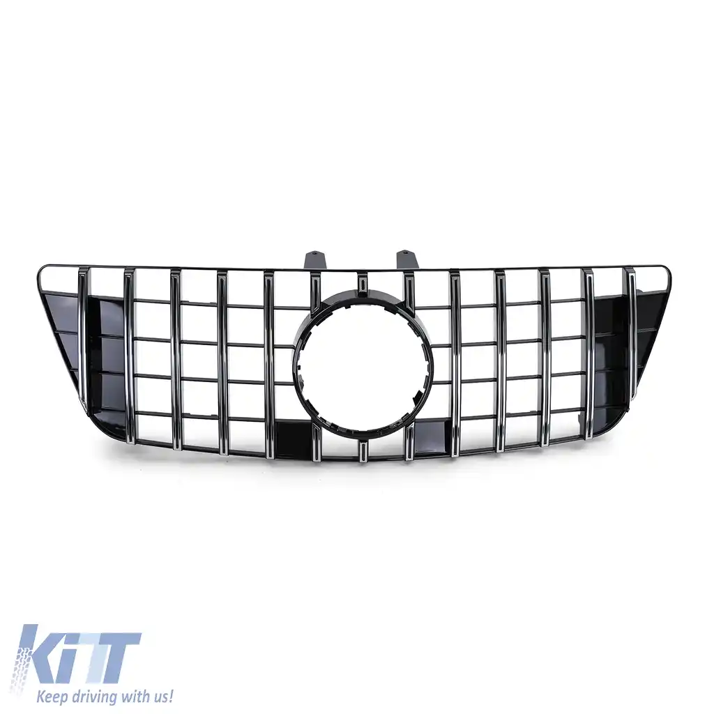 Grilă radiator sport neagră lucioasă cromată, potrivită pentru Mercedes M-Class ML W164 08-11-image-6199592