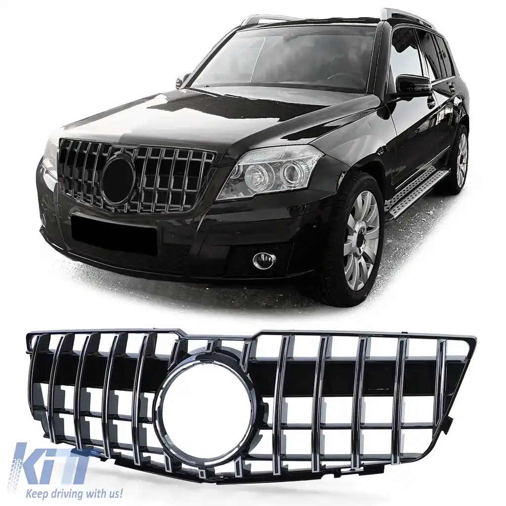 Grilă radiator sport neagră lucioasă cu crom pentru Mercedes GLK X204 08-12 pre-facelift