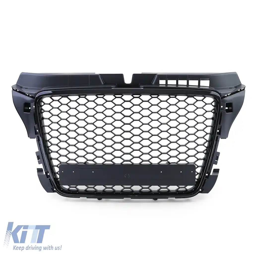 Grilă Radiator Tip Fagure Aspect Sport Negru Lucios Mată, potrivită pentru Audi A3 8P 08-13-image-6257198