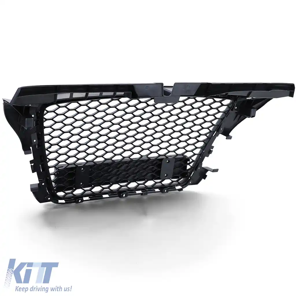 Grilă Radiator Tip Fagure Aspect Sport Negru Lucios Mată, potrivită pentru Audi A3 8P 08-13-image-6257199