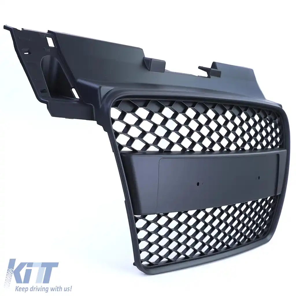 Grilă radiator tip fagure fără emblemă negru mat, potrivită pentru Audi TT 8J pre-facelift 06-10-image-6197737