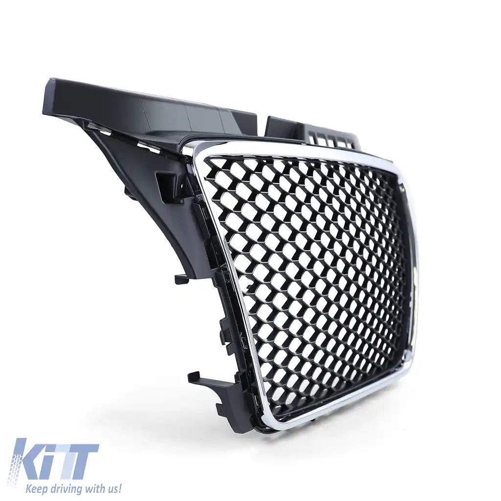 Grilă radiator tip fagure fără emblemă negru mat cromat, potrivită pentru Audi A3 8P 08-13-image-6201119