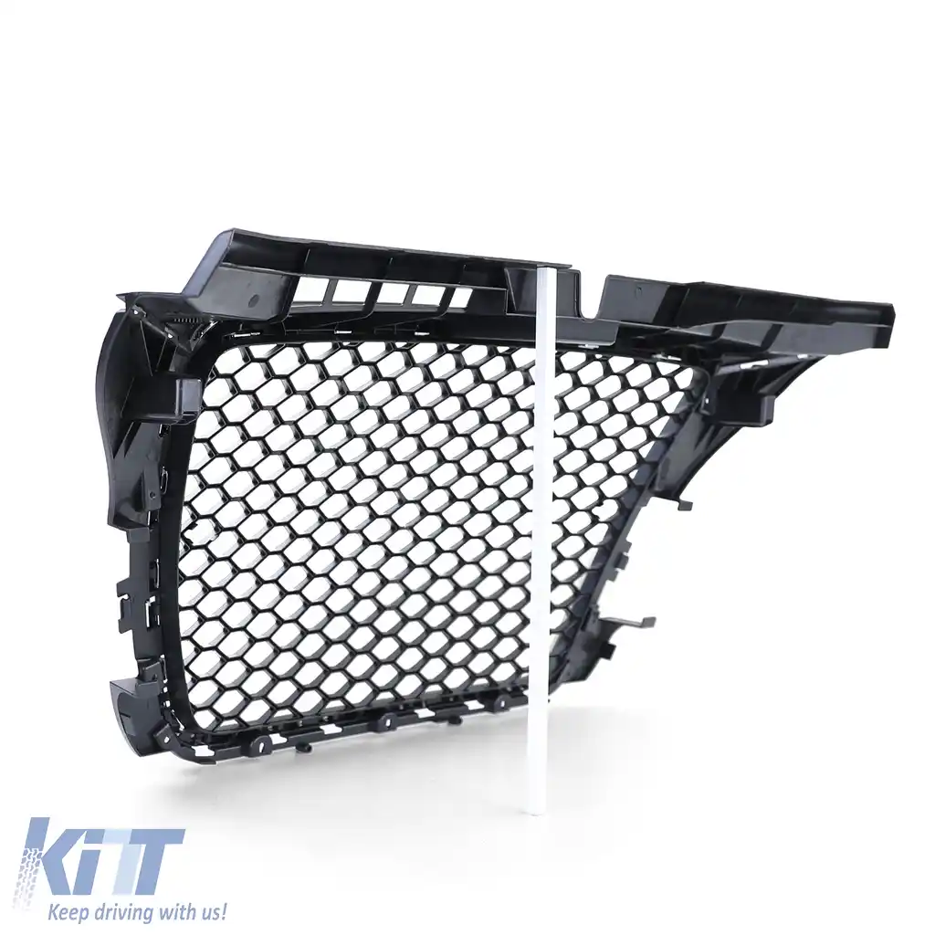Grilă radiator tip fagure fără emblemă negru mat cromat, potrivită pentru Audi A3 8P 08-13-image-6201121