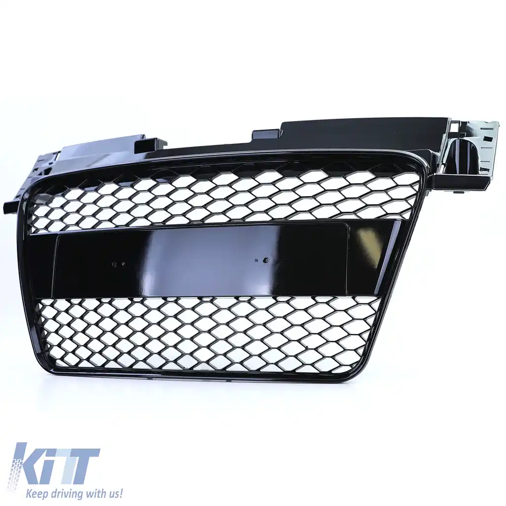 Grilă radiator tip fagure fără emblemă neagră lucioasă, potrivită pentru Audi TT 8J pre-facelift 06-10-image-6207274