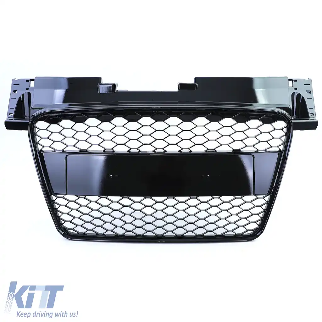 Grilă radiator tip fagure fără emblemă neagră lucioasă, potrivită pentru Audi TT 8J pre-facelift 06-10-image-6207275