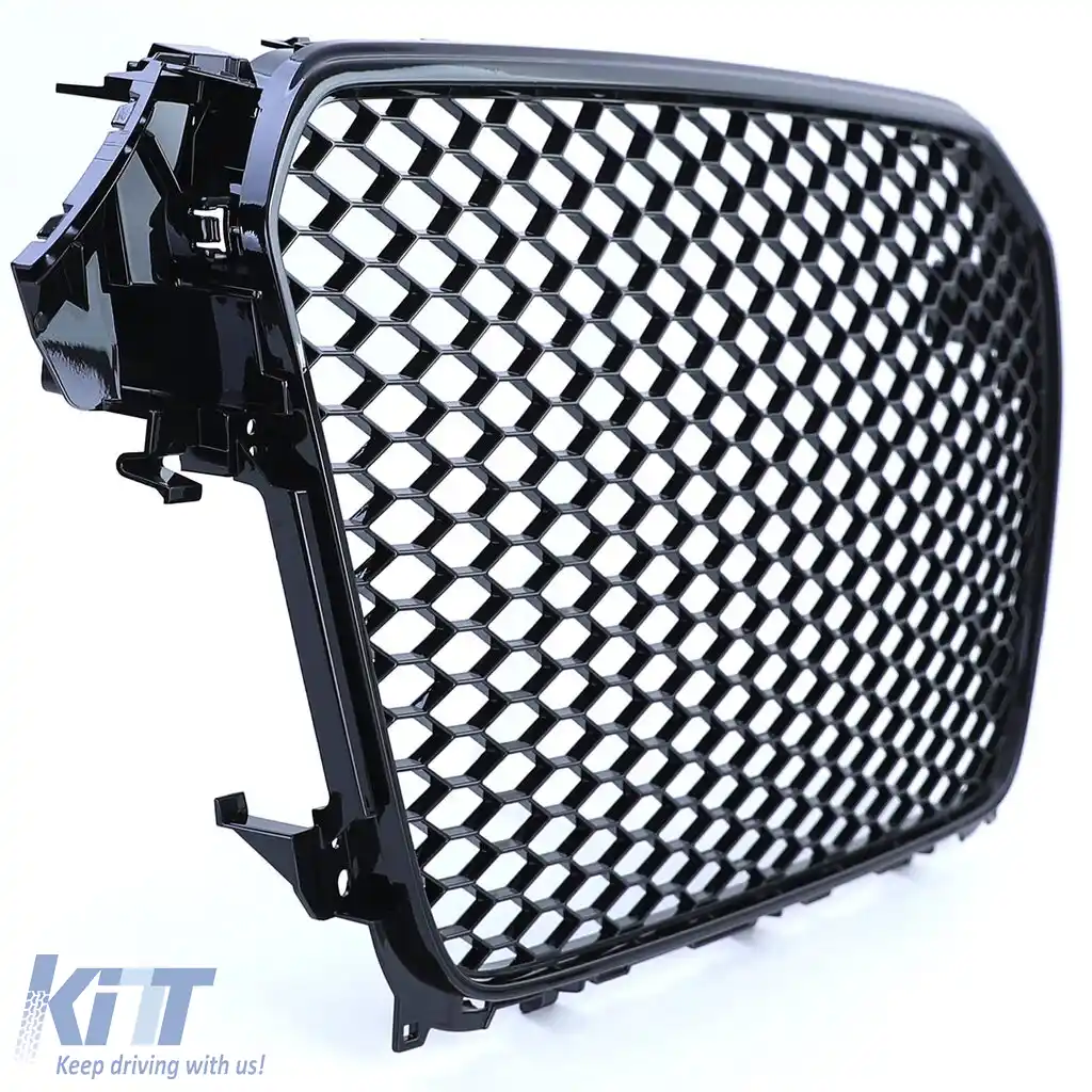 Grilă radiator tip fagure fără emblema neagră lucioasă, potrivită pentru Audi A4 B8 8K Facelift 11-15-image-6192734