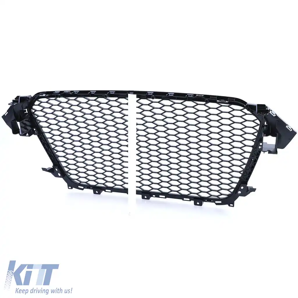 Grilă radiator tip fagure fără emblema neagră lucioasă, potrivită pentru Audi A4 B8 8K Facelift 11-15-image-6192737