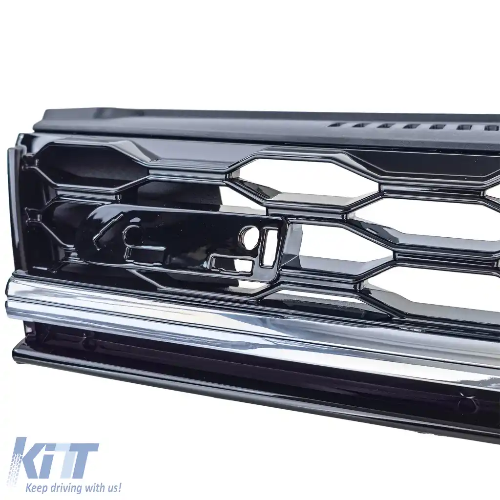Grilă radiator tip fagure neagră lucioasă cu detalii cromate, potrivită pentru VW Golf 7 Facelift 17-20-image-6278041