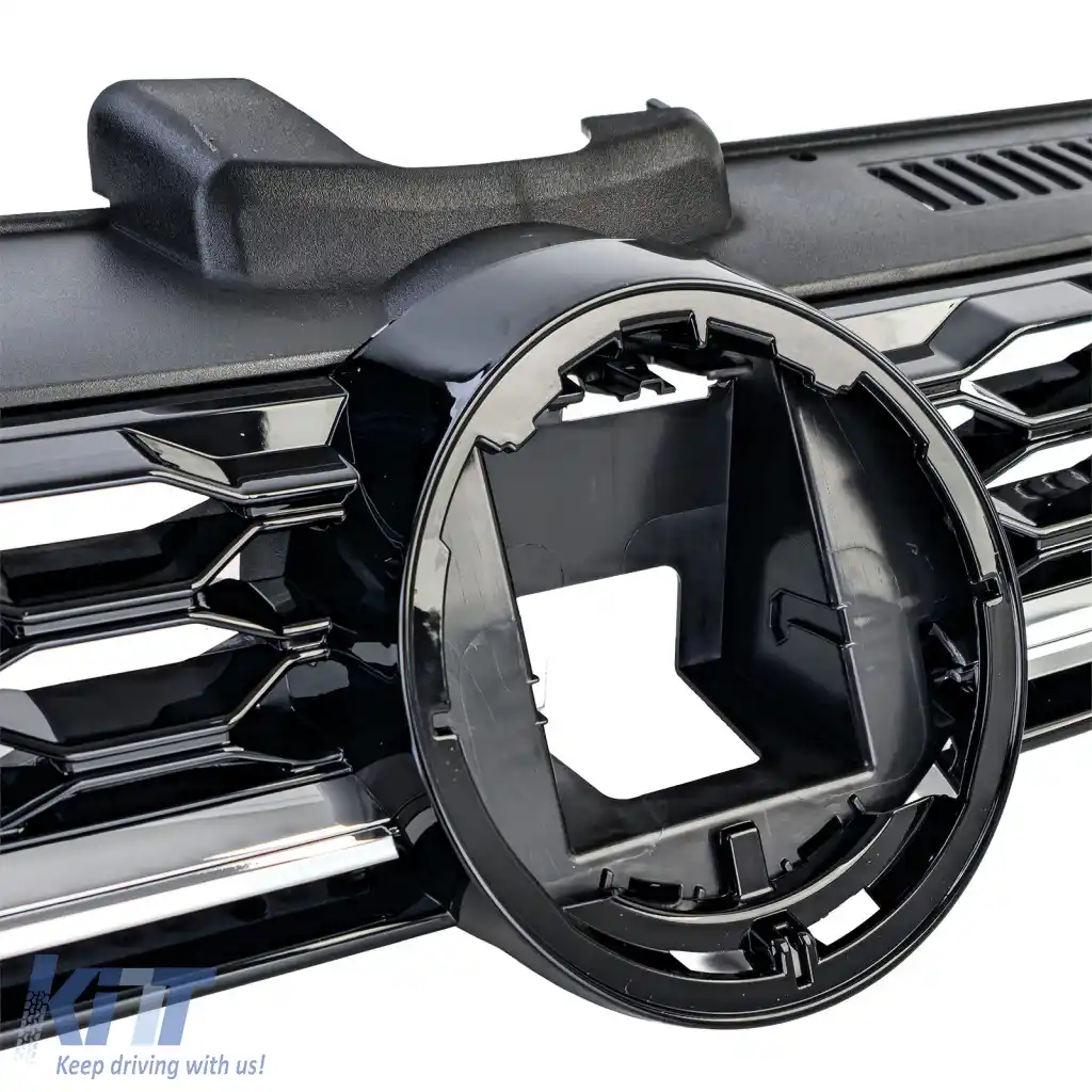 Grilă radiator tip fagure neagră lucioasă cu detalii cromate, potrivită pentru VW Golf 7 Facelift 17-20-image-6278042