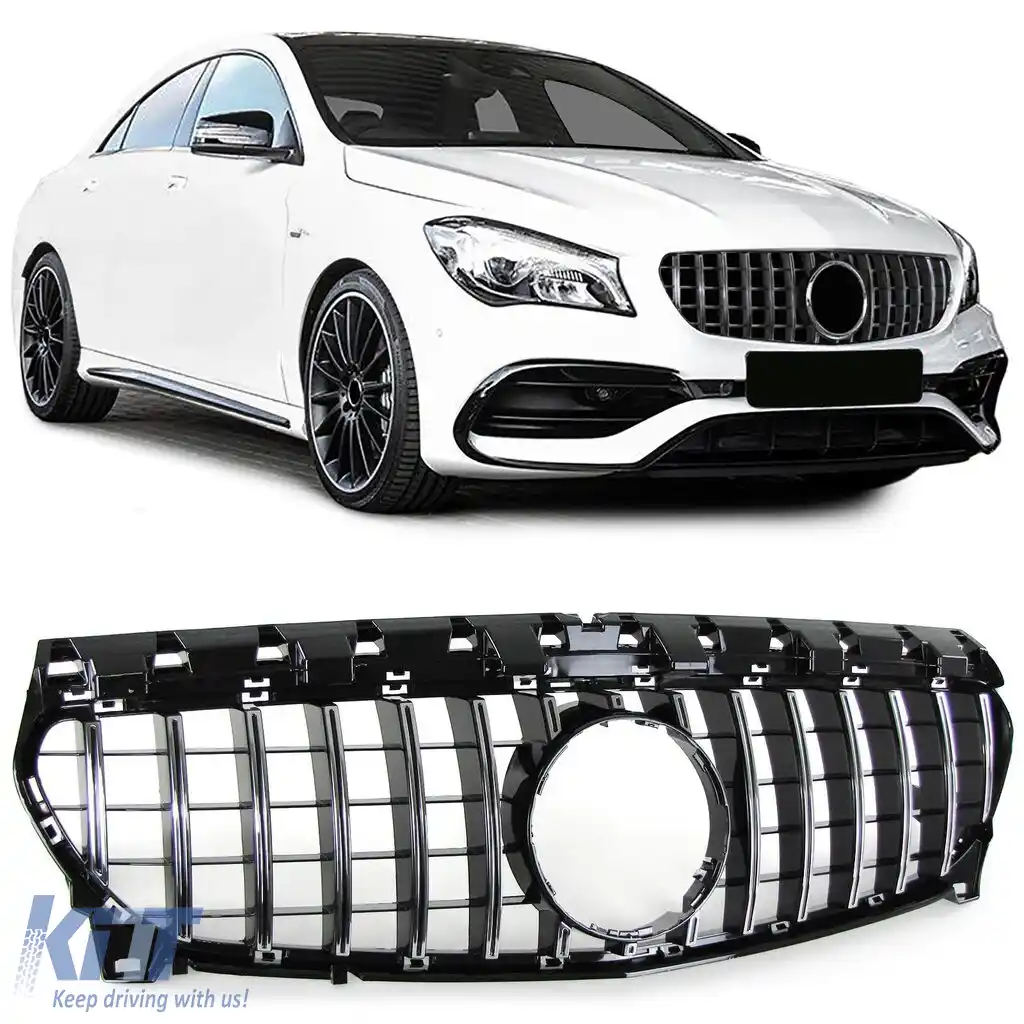 Grilă sport crom negru potrivită pentru Mercedes CLA C117 W117 16-19 facelift